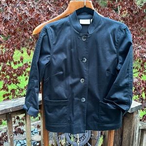 Liz Claiborne Mandarin blazer jacket black with faux abalone buttons Black S